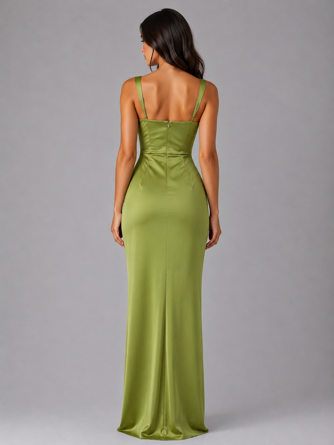 Women’s Satin Maxi Dress with Sculpted Fit