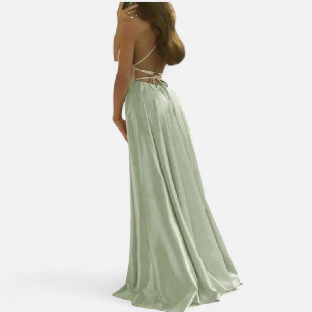 Women's Satin Slit Maxi Dress for Special Occasions