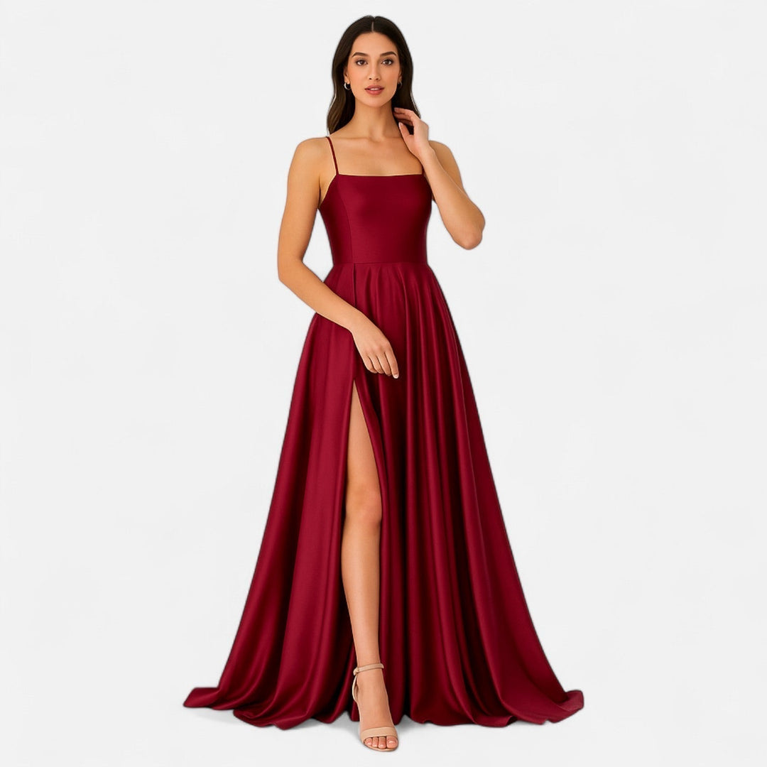 Women's Satin Slit Maxi Dress for Special Occasions