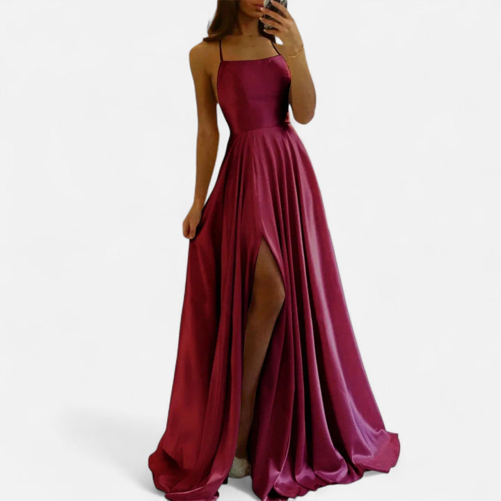 Women's Satin Slit Maxi Dress for Special Occasions