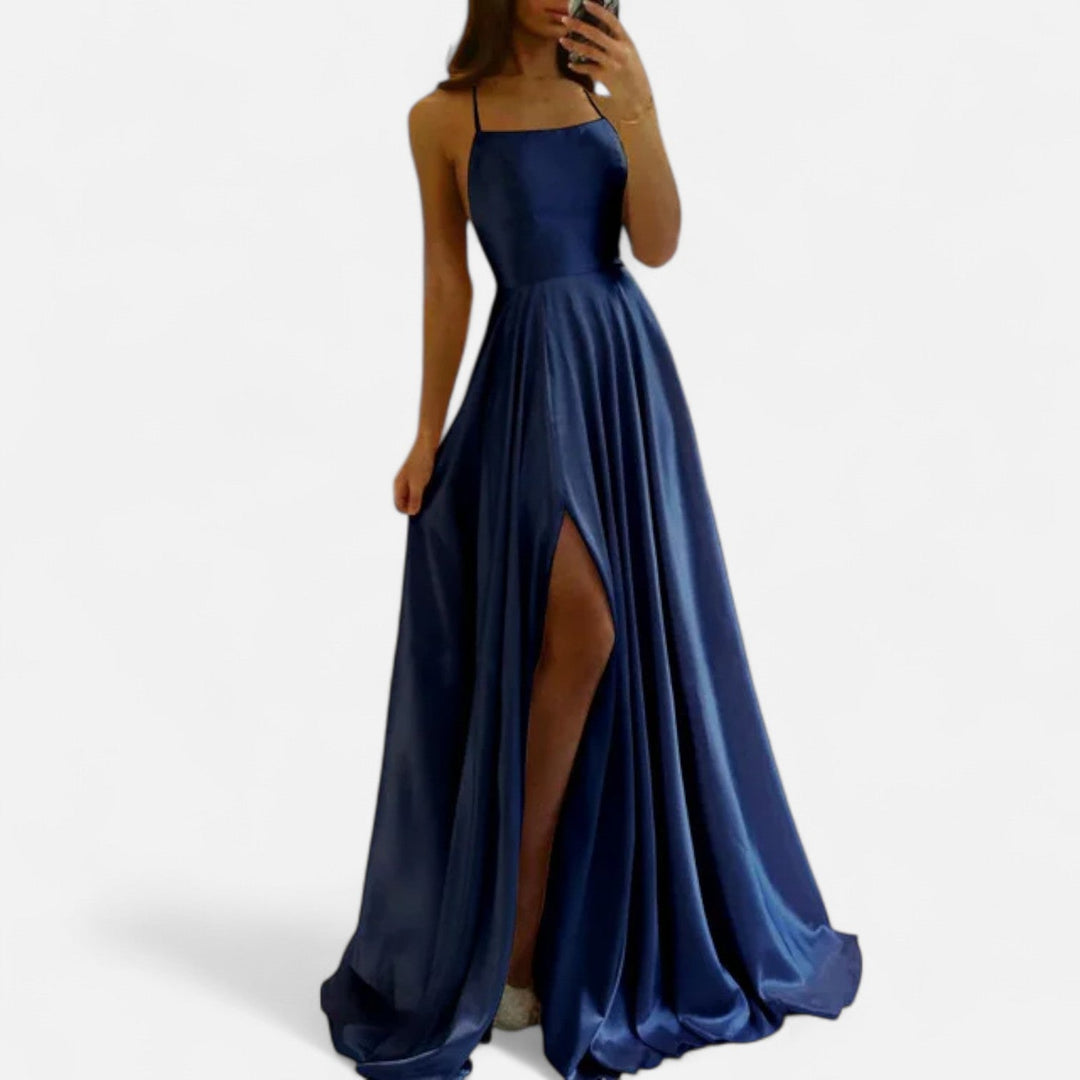 Women's Satin Slit Maxi Dress for Special Occasions