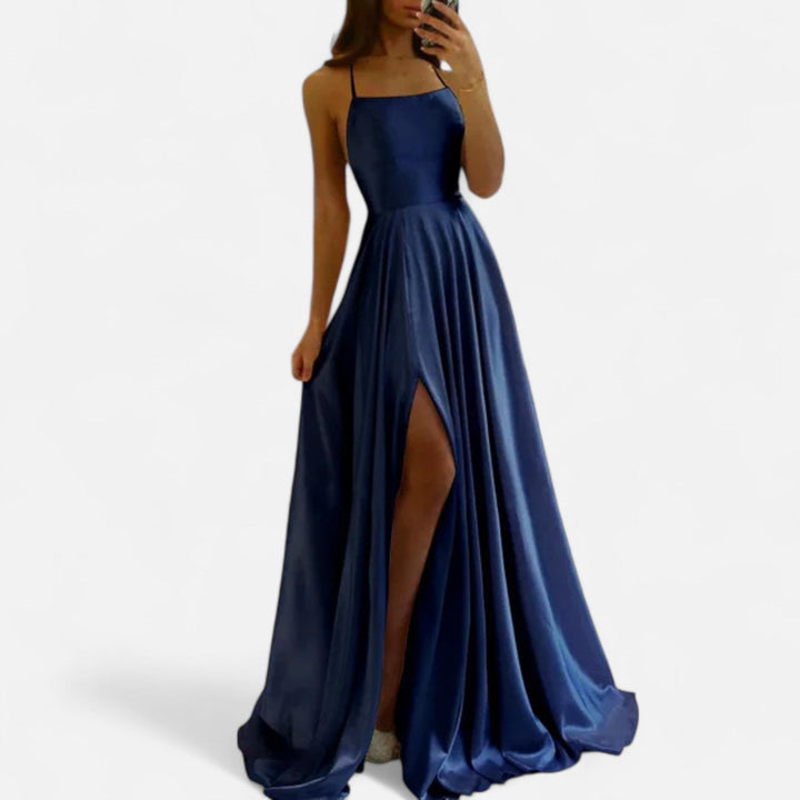 Women's Satin Slit Maxi Dress for Special Occasions