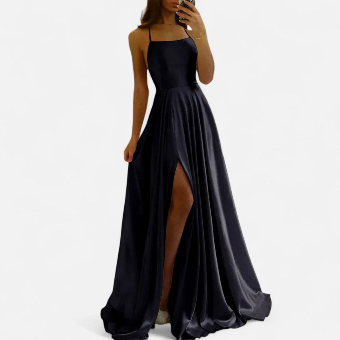 Women's Satin Slit Maxi Dress for Special Occasions