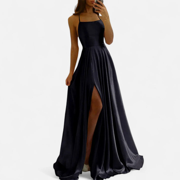 Women's Satin Slit Maxi Dress for Special Occasions