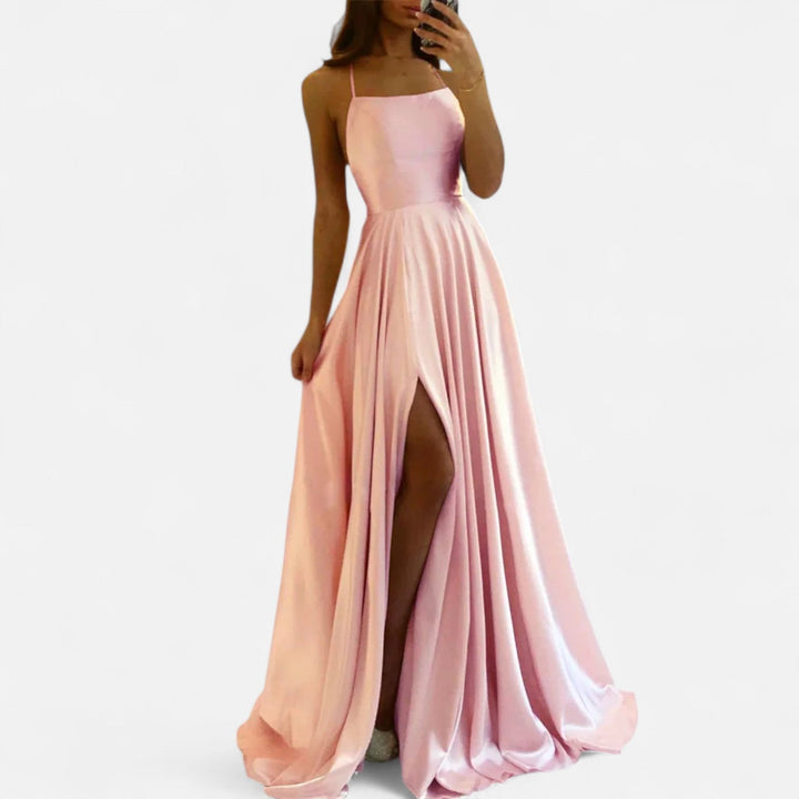 Women's Satin Slit Maxi Dress for Special Occasions