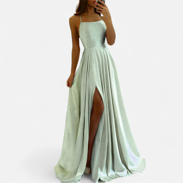 Women's Satin Slit Maxi Dress for Special Occasions