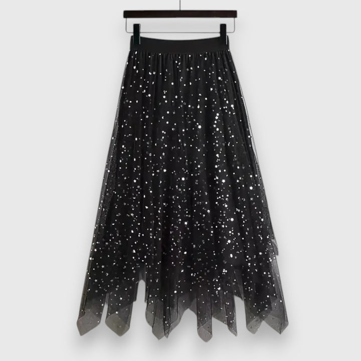 Women's Sequin Skirt with Gathered Hem for Festivities