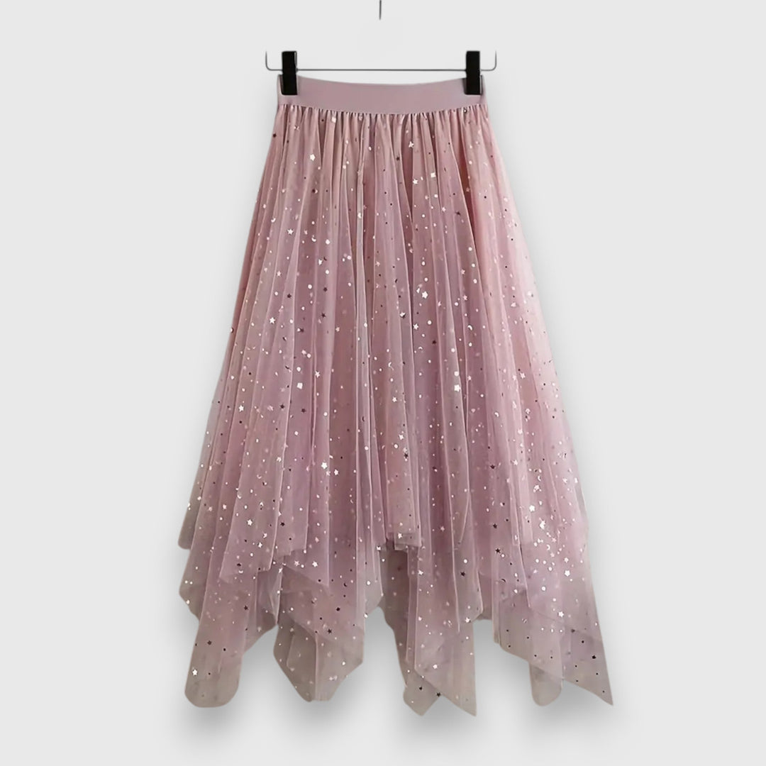 Women's Sequin Skirt with Gathered Hem for Festivities