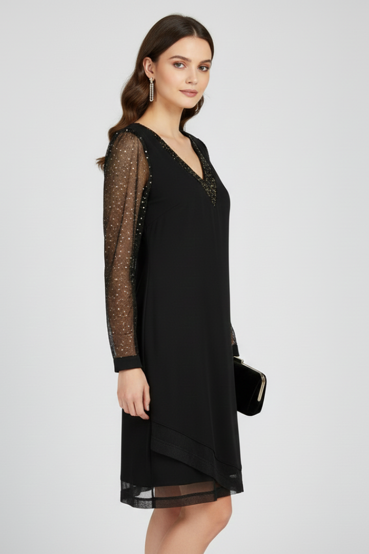 Women's Sequin Sleeve V-Neck Cocktail Dress for Evening