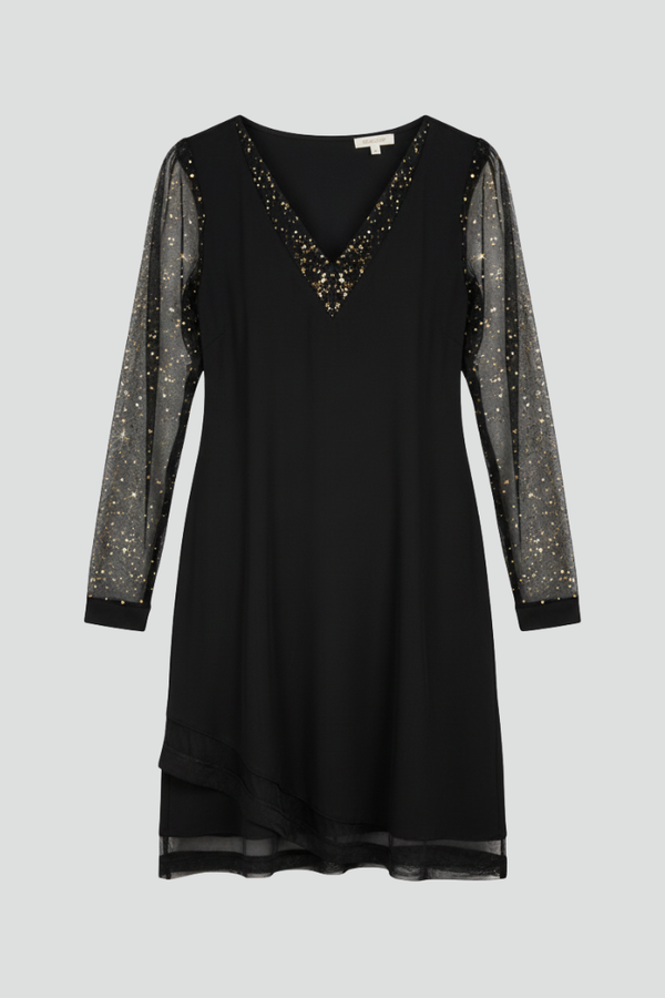Women's Sequin Sleeve V-Neck Cocktail Dress for Evening