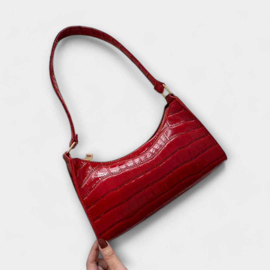 Women's Shiny Leather Bag with Spacious Interior for Work