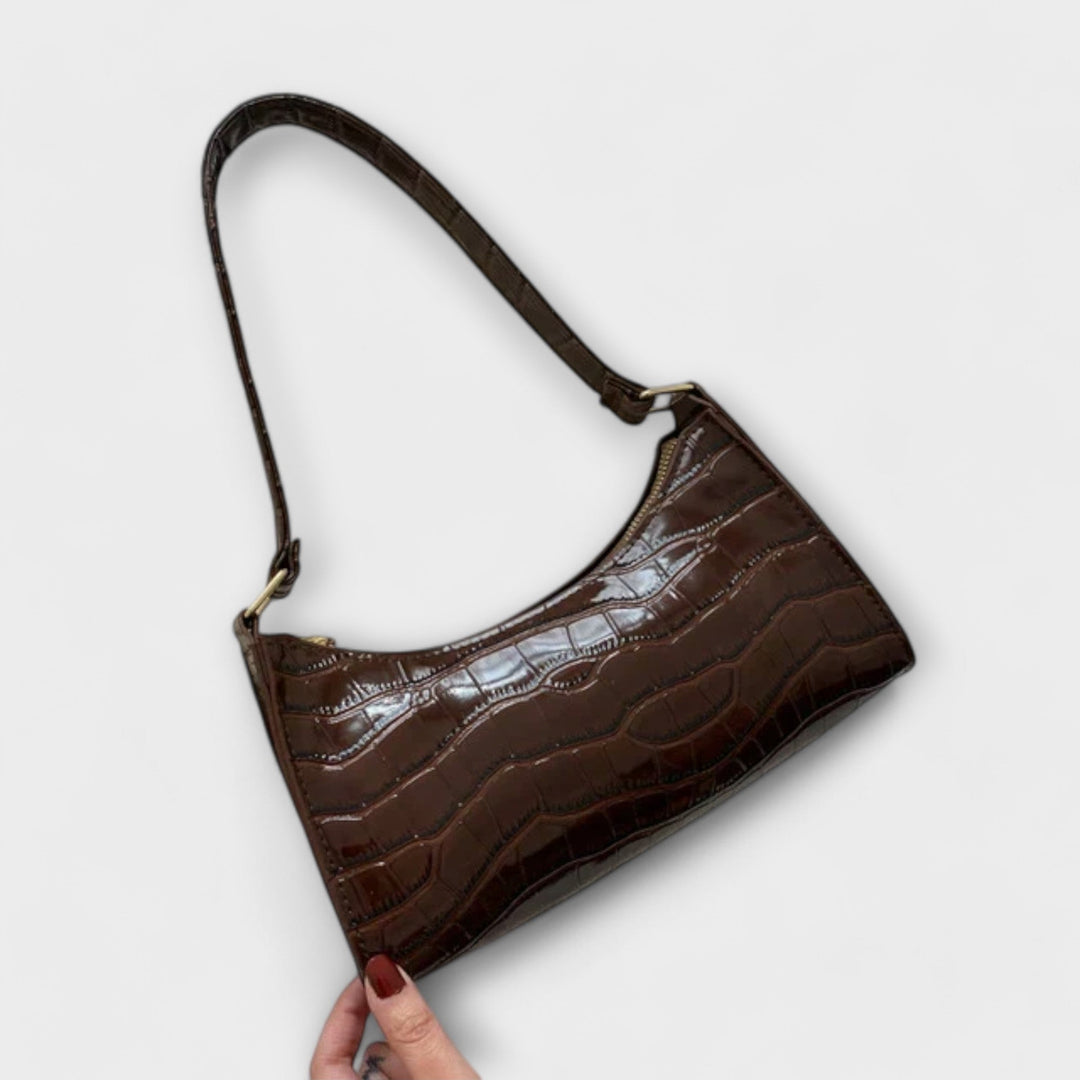Women's Shiny Leather Bag with Spacious Interior for Work