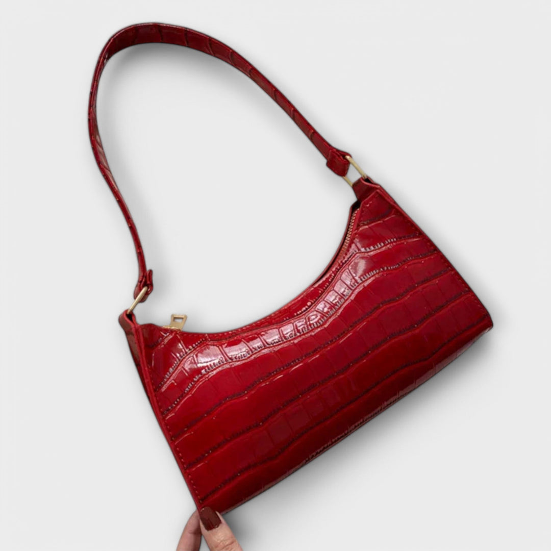 Women's Shiny Leather Bag with Spacious Interior for Work