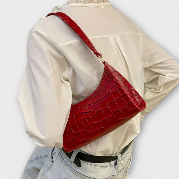 Women's Shiny Leather Bag with Spacious Interior for Work