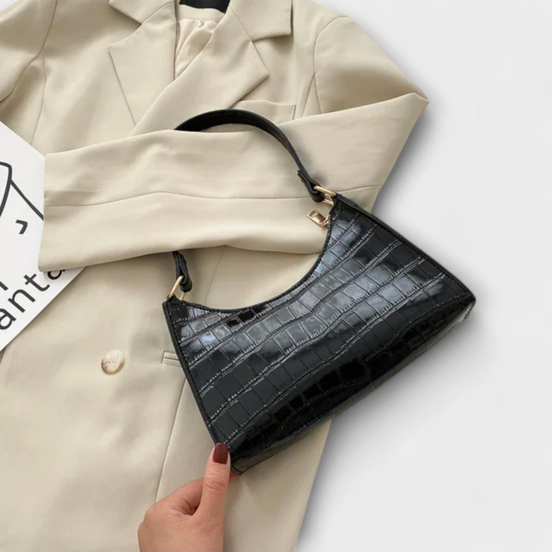 Women's Shiny Leather Bag with Spacious Interior for Work