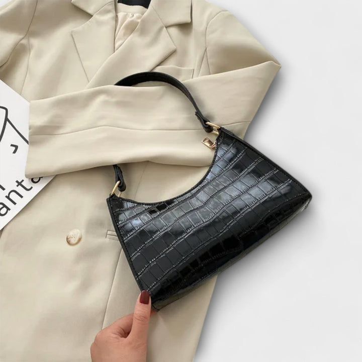 Women's Shiny Leather Bag with Spacious Interior for Work