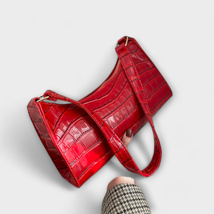 Women's Shiny Leather Bag with Spacious Interior for Work
