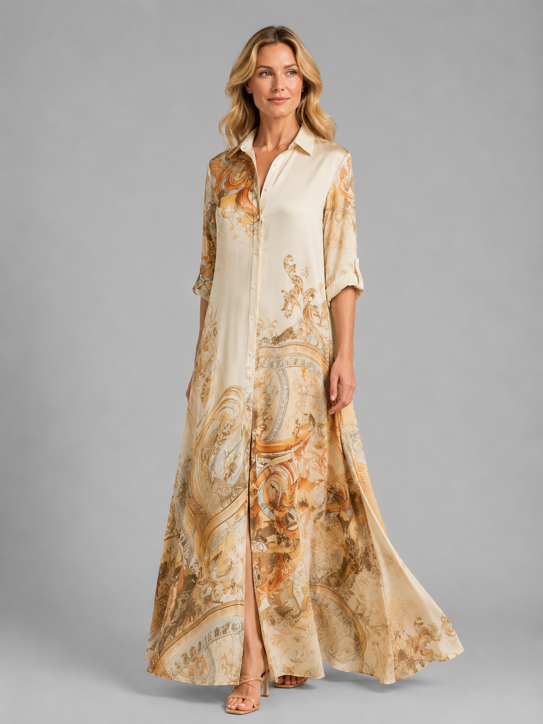 Women’s Shirt Maxi Dress with Button Front