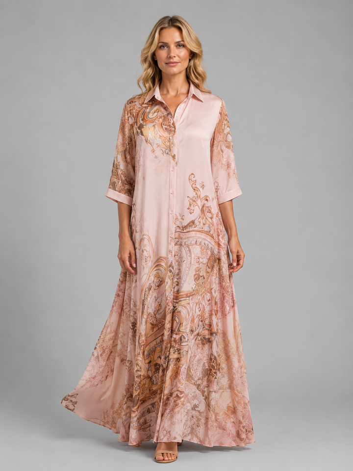 Women’s Shirt Maxi Dress with Button Front