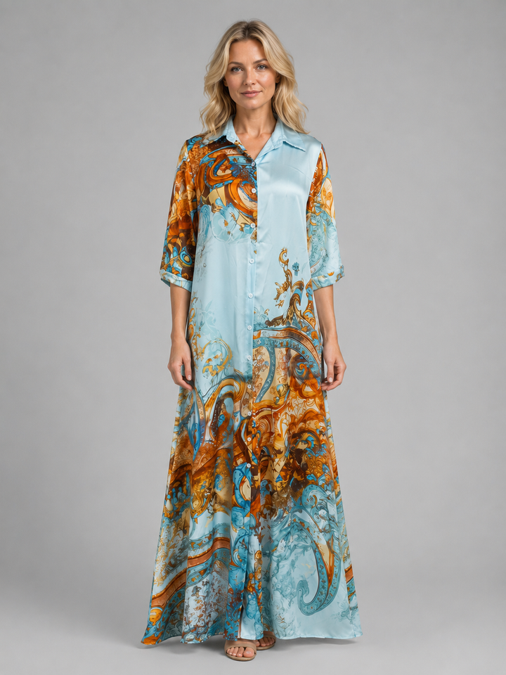 Women’s Shirt Maxi Dress with Button Front