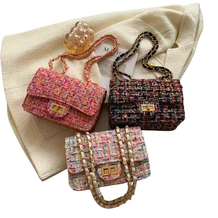 Women's Shoulder Bag with Textured Pink Weave for Day-Night