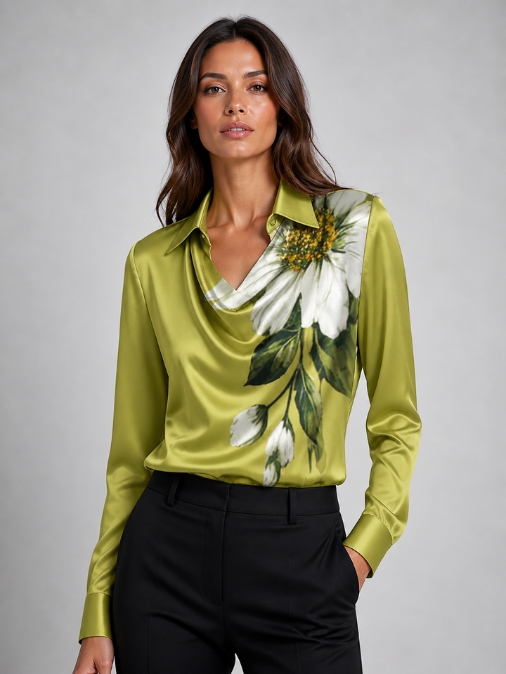 Women’s Silky Drape Blouse with Elegant Silhouette