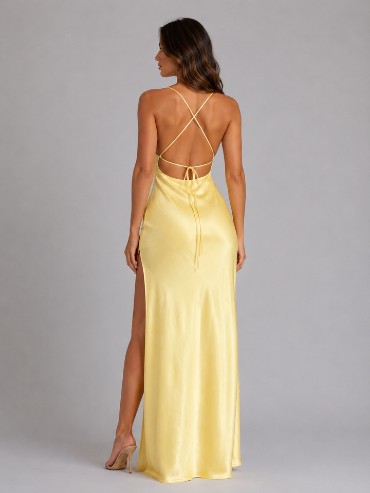 Women’s Silky Maxi Dress with High Split