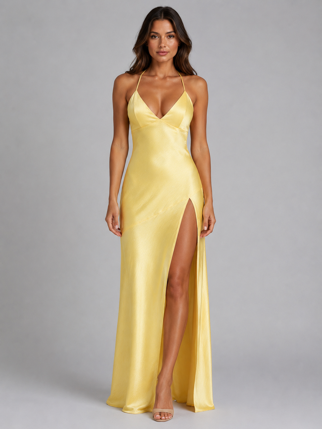Women’s Silky Maxi Dress with High Split