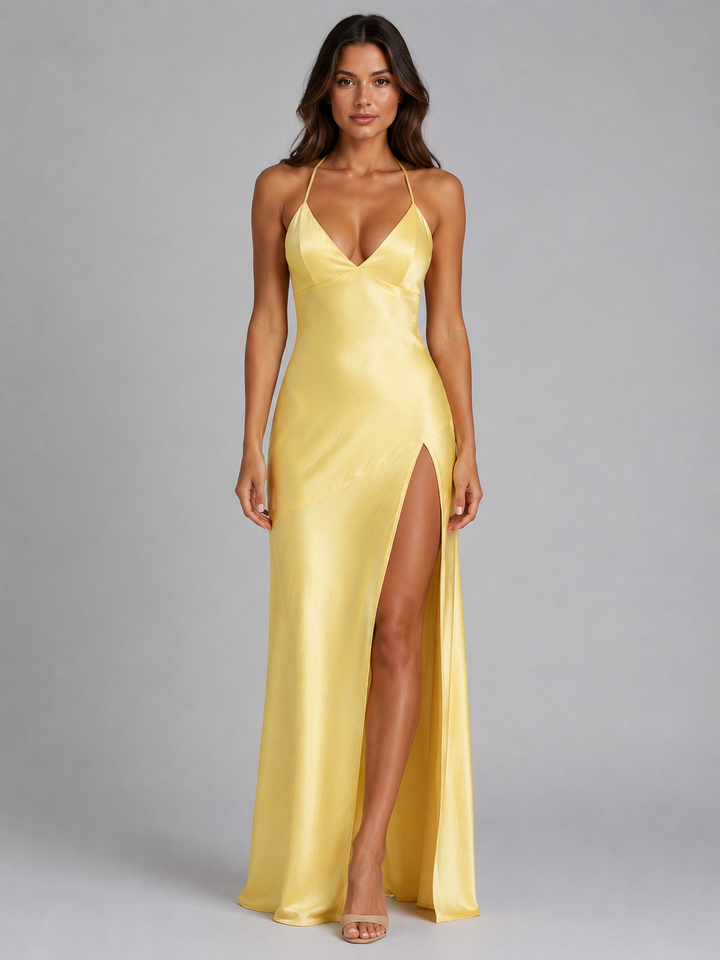 Women’s Silky Maxi Dress with High Split