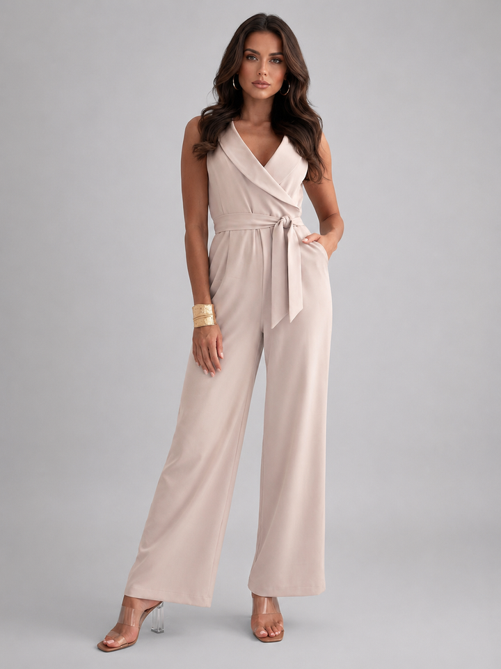 Women’s Sleeveless Jumpsuit with Tie Waist