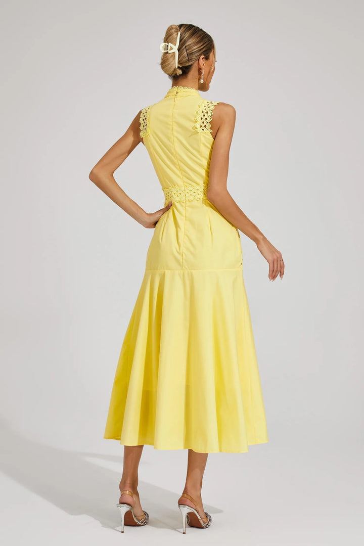 Women’s Sleeveless Lace Midi Dress with Silhouette