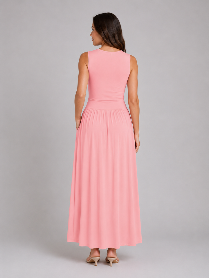 Women’s Sleeveless Maxi Dress with Ruched Waist