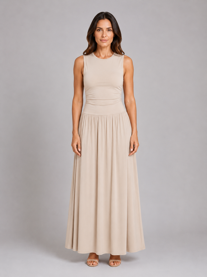 Women’s Sleeveless Maxi Dress with Ruched Waist