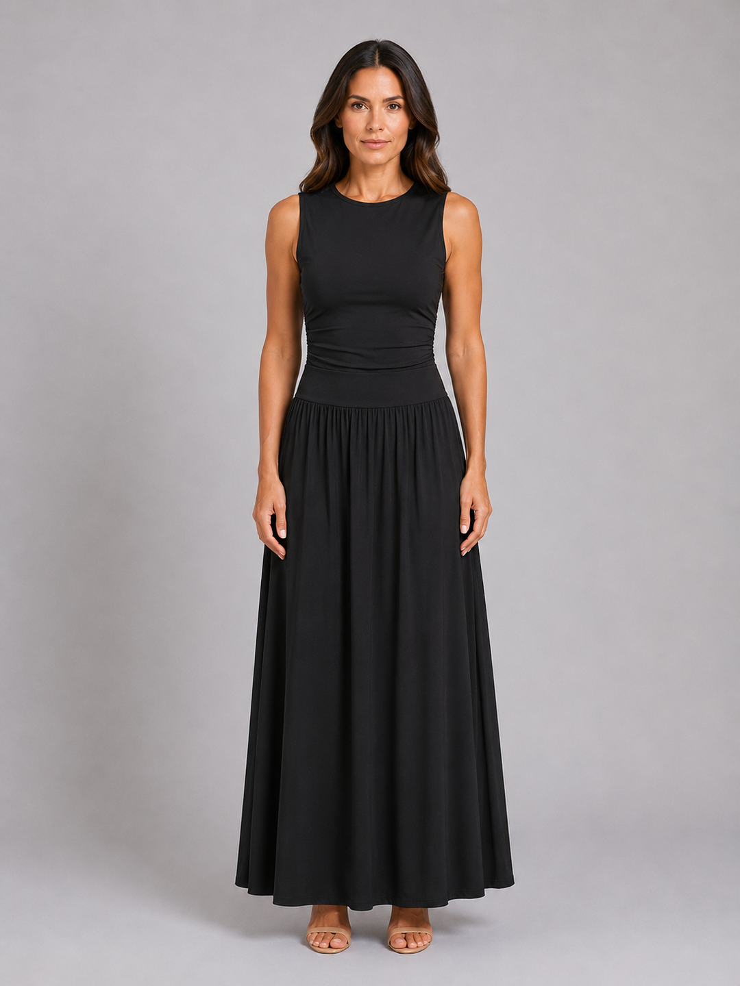 Women’s Sleeveless Maxi Dress with Ruched Waist