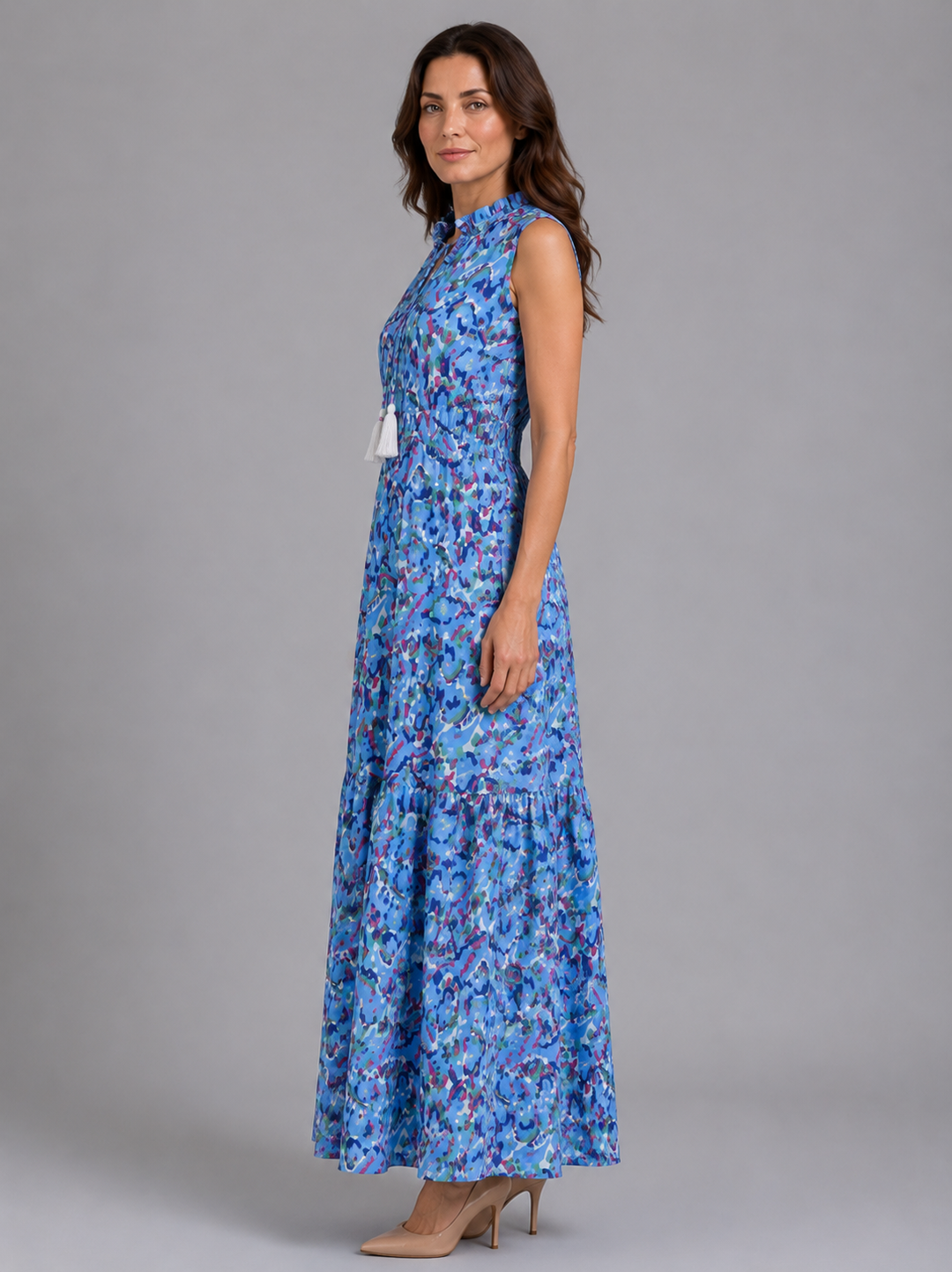 Women’s Sleeveless Maxi Dress with Tassel Neckline