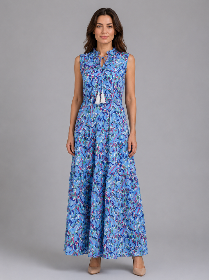 Women’s Sleeveless Maxi Dress with Tassel Neckline