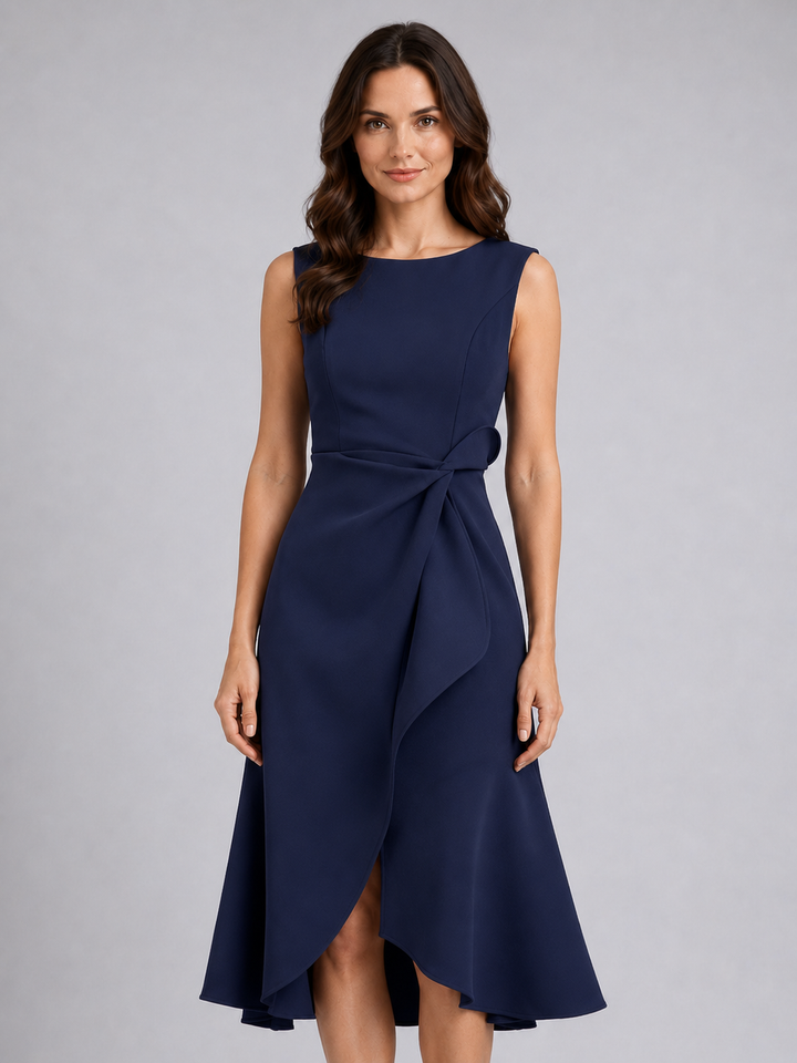Women’s Sleeveless Midi Dress with Sculpted Waist