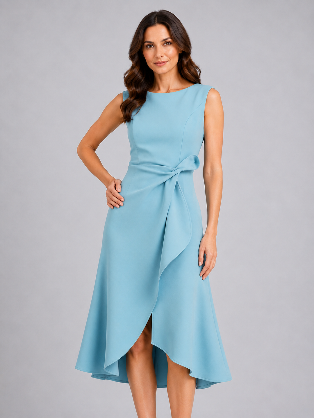 Women’s Sleeveless Midi Dress with Sculpted Waist
