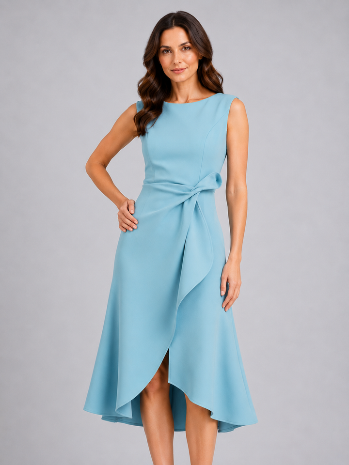 Women’s Sleeveless Midi Dress with Sculpted Waist