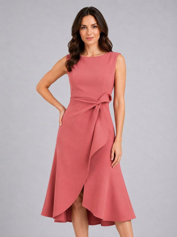 Women’s Sleeveless Midi Dress with Sculpted Waist