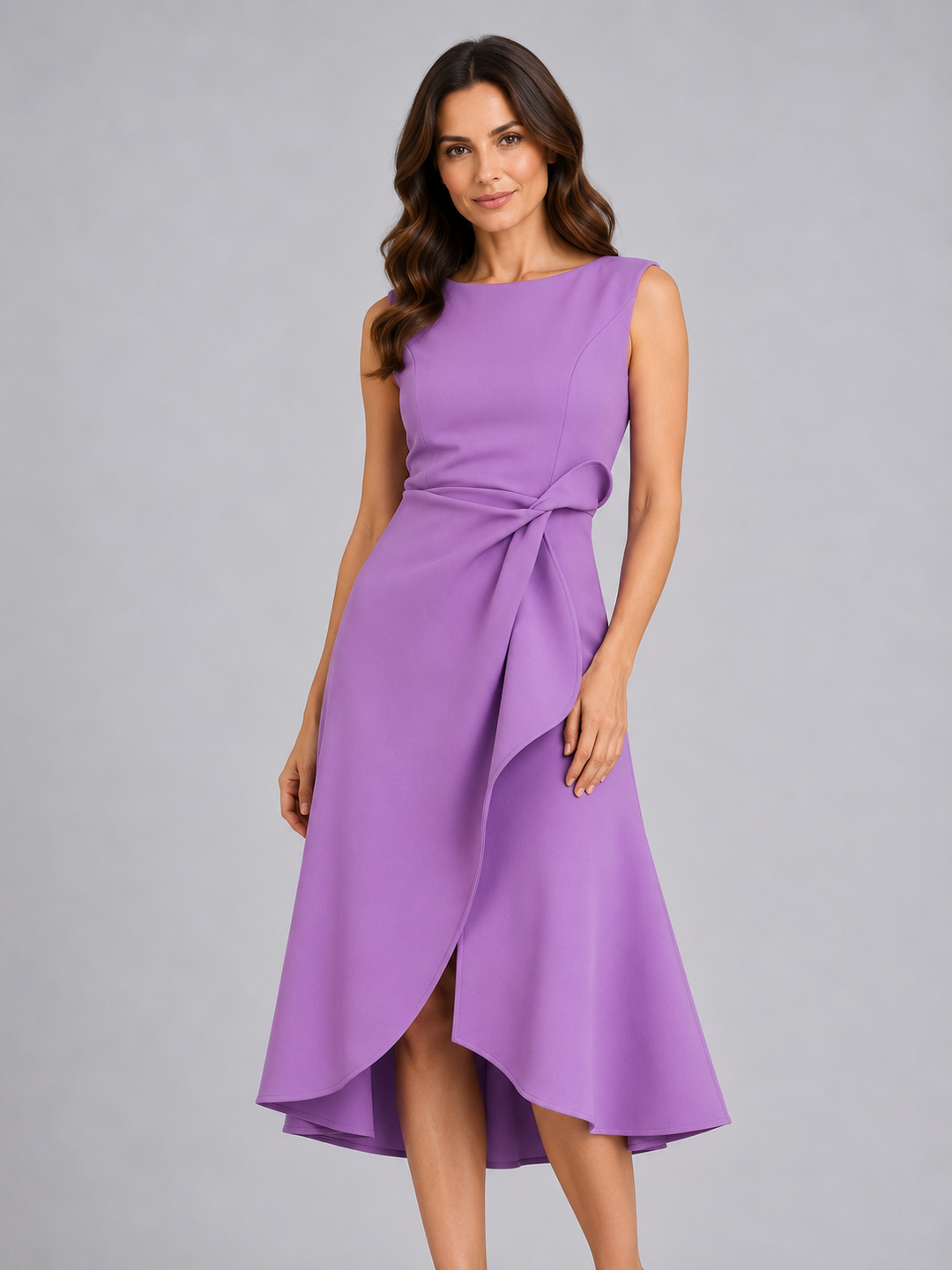 Women’s Sleeveless Midi Dress with Sculpted Waist