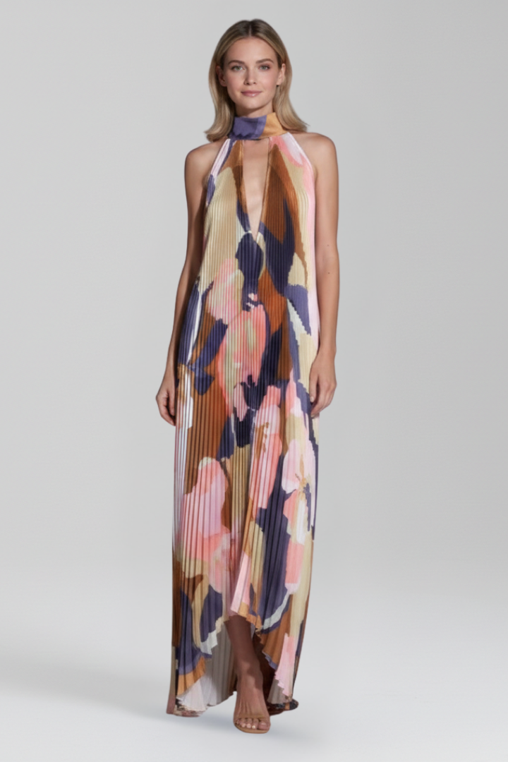 Women's Sleeveless Pleated Maxi Dress for Summer Events