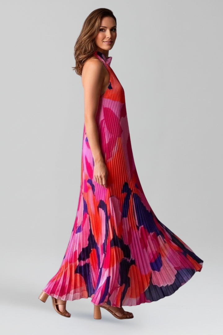 Women's Sleeveless Pleated Maxi Dress for Summer Events