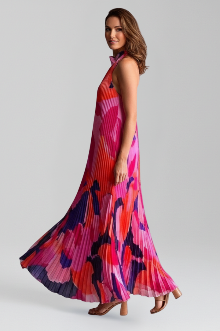 Women's Sleeveless Pleated Maxi Dress for Summer Events