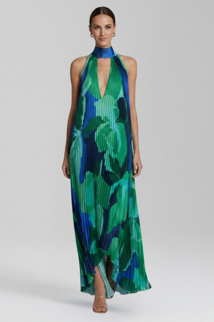 Women's Sleeveless Pleated Maxi Dress for Summer Events