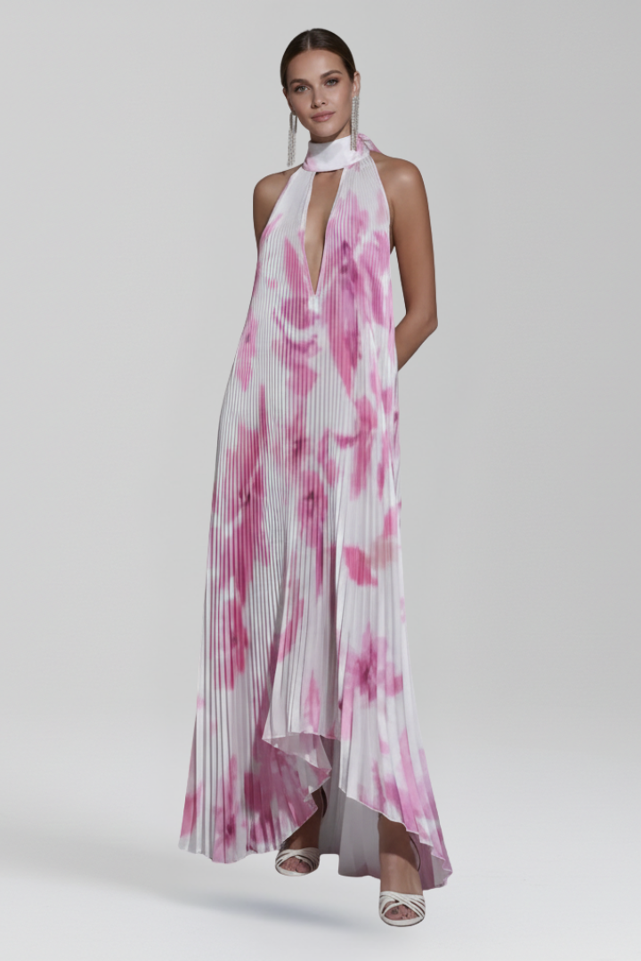Women's Sleeveless Pleated Maxi Dress for Summer Events
