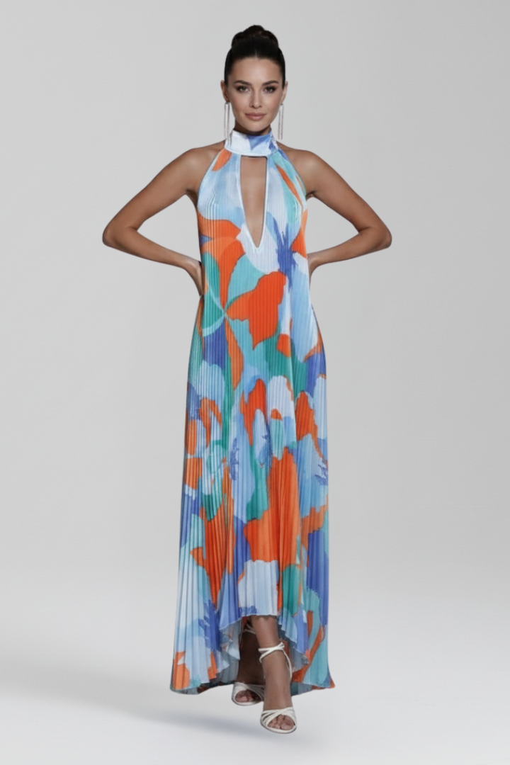 Women's Sleeveless Pleated Maxi Dress for Summer Events