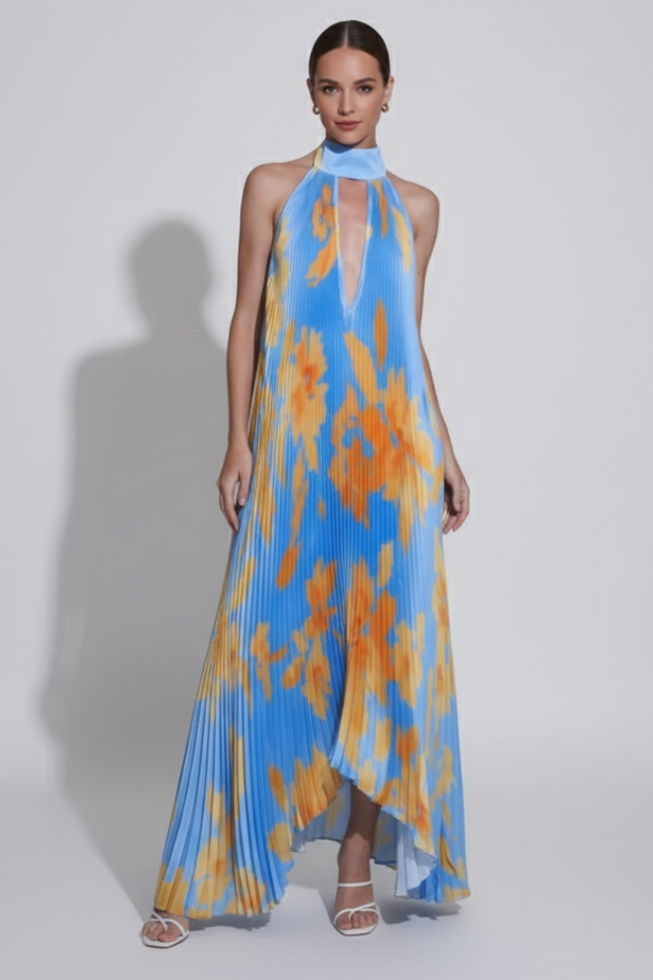 Women's Sleeveless Pleated Maxi Dress for Summer Events