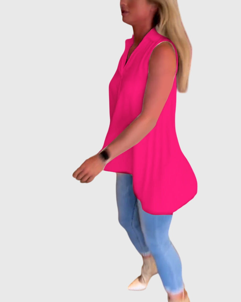 Women's Sleeveless Top with Ruffles for Smart Casual