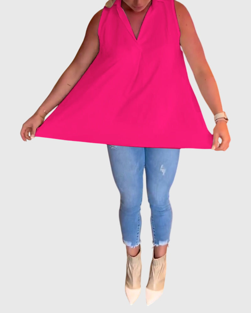 Women's Sleeveless Top with Ruffles for Smart Casual